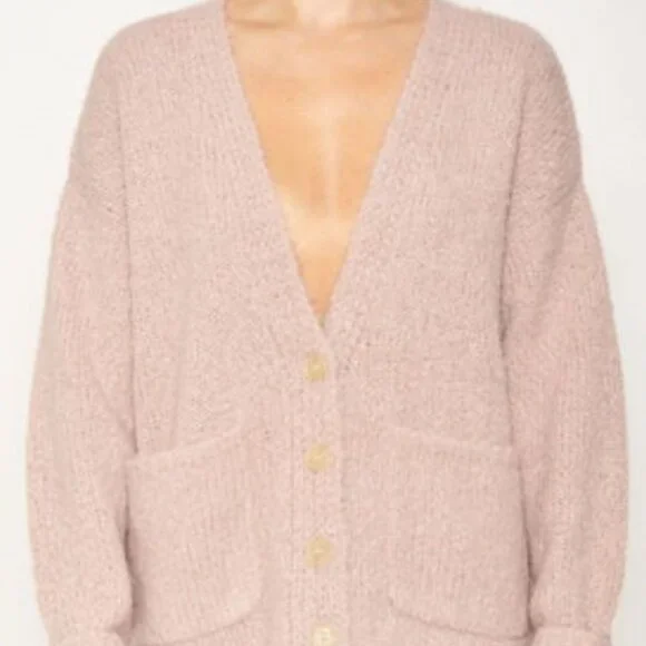 RAQUEL ALLEGRA DUSTY ROSE PINK   EYE EMBROIDERED ALPACA CARDIGAN 1 OR S - Picture 4 of 13